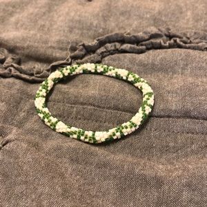 Green and White beaded bracelet